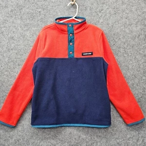 LANDS END Fleece Pullover Boys Small 6 7 Red Blue Colorblock Snap Neck Outdoor - Picture 1 of 13