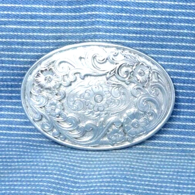 Western Floral Scroll Belt Buckle Filigree Cowboy Cowgirl Vintage 90s    .CPA442 - Image 1 of 4