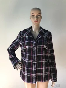Briggs New York lila & schwarz kariert gewebte Polyester Jacke Mantel Damen 8/M - Bild 1 von 12