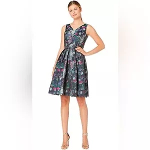 Tahari Arthur S. Levine Size 8 V-Neck Sleeveless Fit & Flare Floral Print Dress - Picture 1 of 12