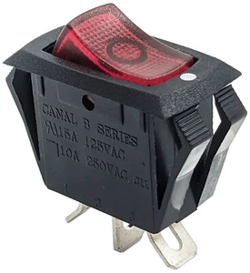 Lighted Rocker Switch 10A/250V 15A/125V AC, Fits 1.125" x 0.66" Cutout - Picture 1 of 6