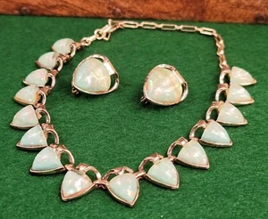 VTG Coro Costume Jewelry Silver-Tone Clip Back Earrings & Necklace Set - Picture 1 of 12