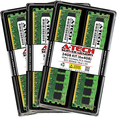 24GB 6x 4GB PC3-10600R RDIMM ASUS RS500A-S6/PS4 RS700-E6/ERS4 Memory RAM - Image 1 of 3