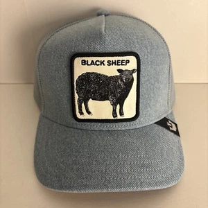 Goorin Bros BLACK SHEEP Snapback Malla Camionero Azul Denim Sombrero Parche Blanco - Imagen 1 de 4