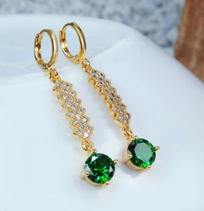 Damen-Ohrringe ausdrucksstarke Filled Gold K18 /750er Edelstein Emerald Topas - Bild 1 von 2
