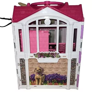 Barbie Glam Getaway Portable House Pink N White Fold Up Playset Mattel 2014 - Picture 1 of 8