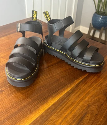 Sandalias Dr Martens Blaire LA004 de cuero hidráulico negras para mujer talla 8 NUEVAS Foto 1 de 4