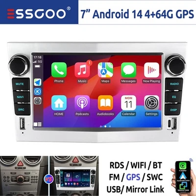4+64GB Carplay Autoradio Android 14 Für Opel Corsa C D Astra H Zafira B GPS NAVI - Bild 1 von 4