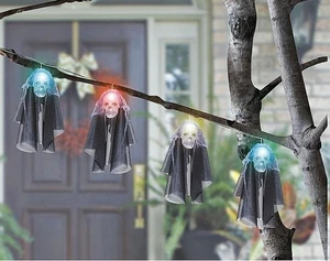 6' STRING OF LIGHTED REAPERS HALLOWEEN DECORATION - PERFECT FOR TRUNK OR TREATS! - Picture 1 of 2