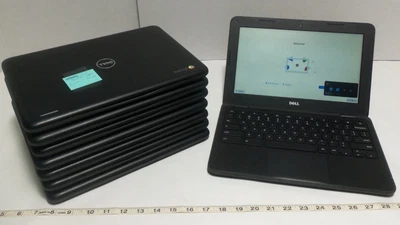 Lot of 8 Dell Chromebook 11 Laptops 11.6" 4GB RAM Intel Celeron 1.60GHz DAMAGED - Image 1 of 4