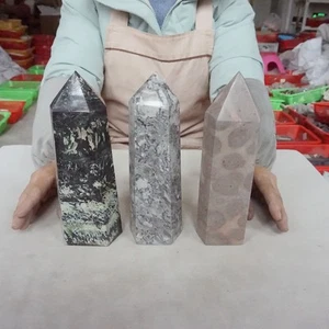 11.6LB 3Pcs A Set Of Natural Quartz Crystal Jasper Point Tower Polished Healing - Picture 1 of 12
