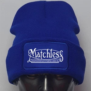 Retro Vintage Classic English Marque Matchless Logo Motorcycle Biker Beanie Hat - Picture 1 of 8