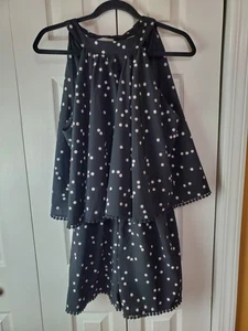 Black And White Polka-dot One Piece Romper Shorts Size Medium - Picture 1 of 8