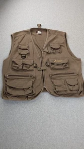 Pflueger Fly Fishing Vest XXL Brown Utility Cargo Pocket Lightweight Outdoors - Picture 1 of 12