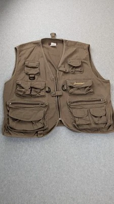 Pflueger Fly Fishing Vest XXL Brown Utility Cargo Pocket Lightweight Outdoors - Image 1 of 4