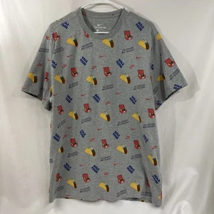 Nike Shirt Adult XL Gray Crew Neck Tacos All Over Print Cotton Casual - Picture 1 of 3