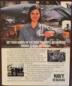Pubblicità 1992 US Navy donna pilota meccanico stampa d'epoca F-14 - Foto 1 di 1