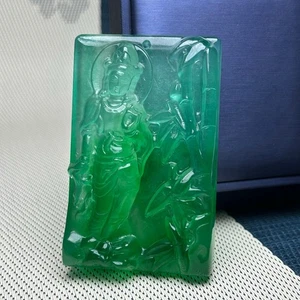 Colgante y collares Kwan yin bosque bambú jade jade birmano verde hielo natural - Imagen 1 de 10
