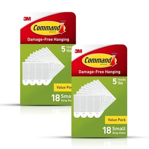 Command 4 lb Small Picture Hanging Strips 36 Pairs (72 Strips), White  - Picture 1 of 9