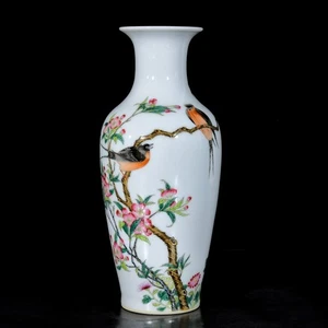 Fine Collectable Chinese Hand Famille Rose Porcelain Bird Vase - Picture 1 of 9