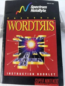 Wordtris Super Nintendo SNES Manual de instrucciones Folleto SOLO - Imagen 1 de 3