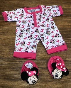 Build A Bear Outfit Minnie Mouse rosa Pyjama Schlafanzug Strampler gepunktet Schleifen PJs - Bild 1 von 8
