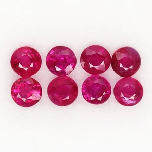 8 Pcs/Lot 0.94ct Round 2.6to2.7mm Natural Heated Burmese Red Ruby, Myanmar Gems - Picture 1 of 4