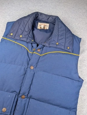 First Down 1st Goose Down Vintage Puffer Vest Blue Yellow Men's S Salt Lake Utah - Image 1 of 4