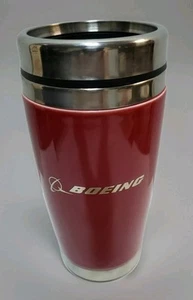 Boeing Logo Red Ceramic and Stainless Travel Tumbler with Sip Lid Pre-owned VG - Picture 1 of 9