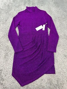 Fifteen Twenty Dress Womens Large Purple Sparkly Asymmetrical Drape Glitter NWT - Picture 1 of 10