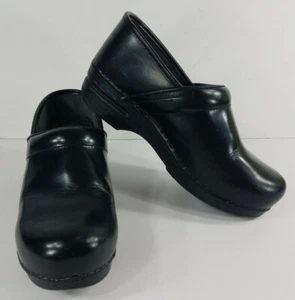 Dansko black leather slip on clogs shoes with inserts ladies womens size 40 - Picture 1 of 12