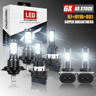 Pour KIA Sportage 2011-2016 H7 H11B Phare LED Haut/Bas + 881 Ampoules antibrouillard - Photo 1/4