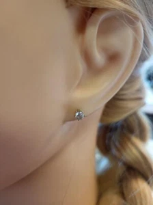 NWT 1/2 TCW 10K Yellow Gold Natural Diamond Solitaire Earrings .50 TCW K-L I2 - Picture 1 of 10