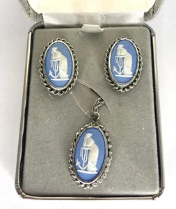 Wedgewood London Cameo Necklace & Earrings Full Set With Hallmarks & Box - Picture 1 of 10