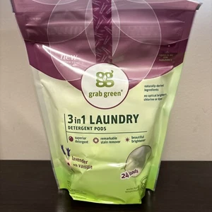 Grab Green Natural 3 in 1 Laundry Detergent Pods, Lavender + Vanilla-With Ess... - Picture 1 of 2