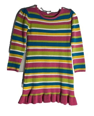 Vestido Crazy 8 Talla 10-12 Niñas Manga Larga Tejido Multicolor Rayas Volantes Foto 1 de 4