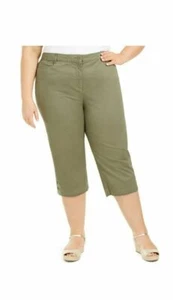 NWT Karen Scott 20W Capri Pants Olive Green Button-Hem Stretch msrp$46. 3380 - Picture 1 of 7