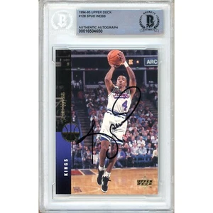 1994-95 Upper Deck #128 Spud Webb Signed Card AUTO Beckett BAS Slabbed Sac Kings - Picture 1 of 5