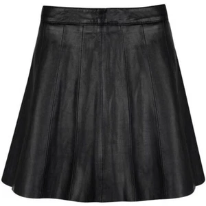 TED BAKER real genuine leather panel A-line flare short skirt goth gothic 3 12 M - Picture 1 of 7