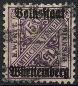 Wurttemberg 1919 SG#O237, 15pf Purple Official Optd Used #E17455 - Picture 1 of 1