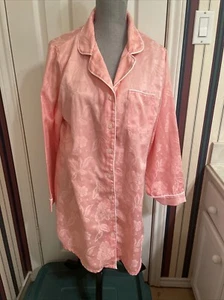Gilligan & O'Malley Silky Peach Button-up Night Shirt Nightgown Large - Picture 1 of 6