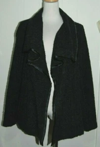 GAP Cotton Wool Blend Dark Gray Drape Open Front Cardigan Sweater Coat Medium - Picture 1 of 4
