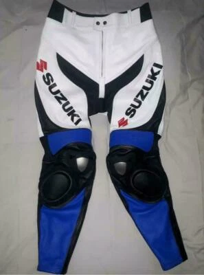 SUZUKI GSXR Motorcycle Biker Leather Trouser Mens Racing Motorbike Leather Pants