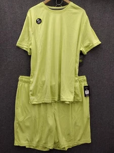 Athletic Works Dri Works säuregelbes schnell feuchtigkeitsableitendes T-Shirt & Shorts 2XL - Bild 1 von 13