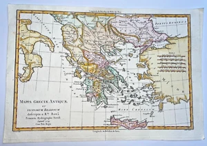 GREECE ANTIQUE 1780 RIGOBERT BONNE ANTIQUE MAP 18TH CENTURY - Picture 1 of 4