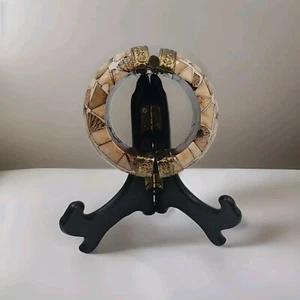 AUTHENTIC MOROCCAN BRACELET - BRASS AND WOOD, STONE - HANDMADE - VINTAGE - Picture 1 of 8