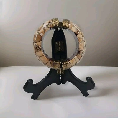 AUTÉNTICA PULSERA MARROQUÍ - LATÓN Y MADERA, PIEDRA - HECHA A MANO - VINTAGE Foto 1 de 4