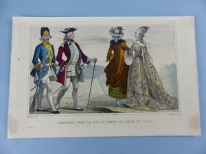 GRAVURE ancienne vers 1850 costumes FRANCE sous LOUIS XV en 1770 ,250 - Picture 1 of 1