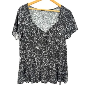 Torrid Womens Lace Up Top Size 2x Lightweight Stretch Empire Waist Leopard - Picture 1 of 7