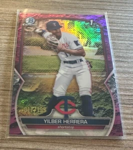 2023 Bowman Cromo BCP-86 Argento Herrera Fucsia Rifrattore Lunare #'d /199 - Foto 1 di 2